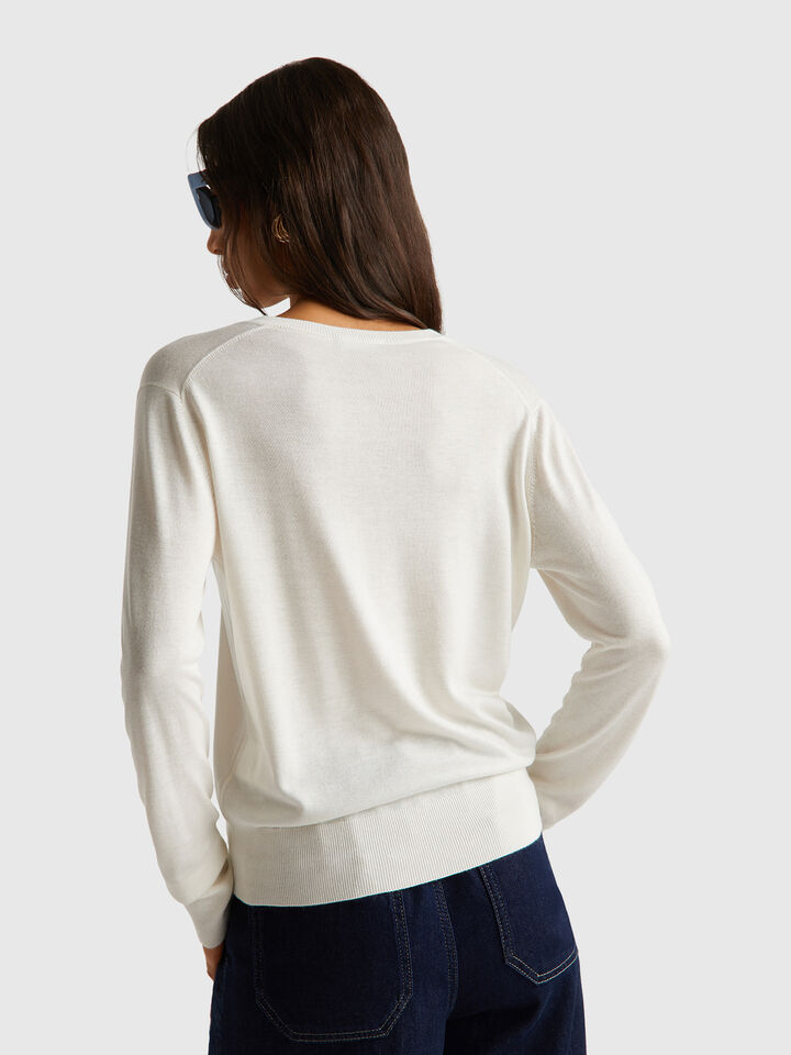 V NECK SWEATER L/S Mujer image number 2